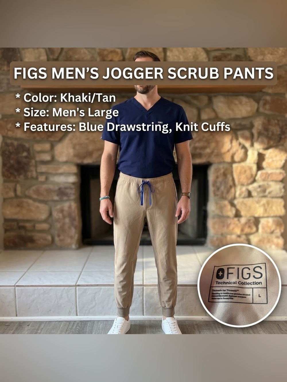 FIGS Technical Collection Khaki Tan Jogger Scrub Pants Size Large